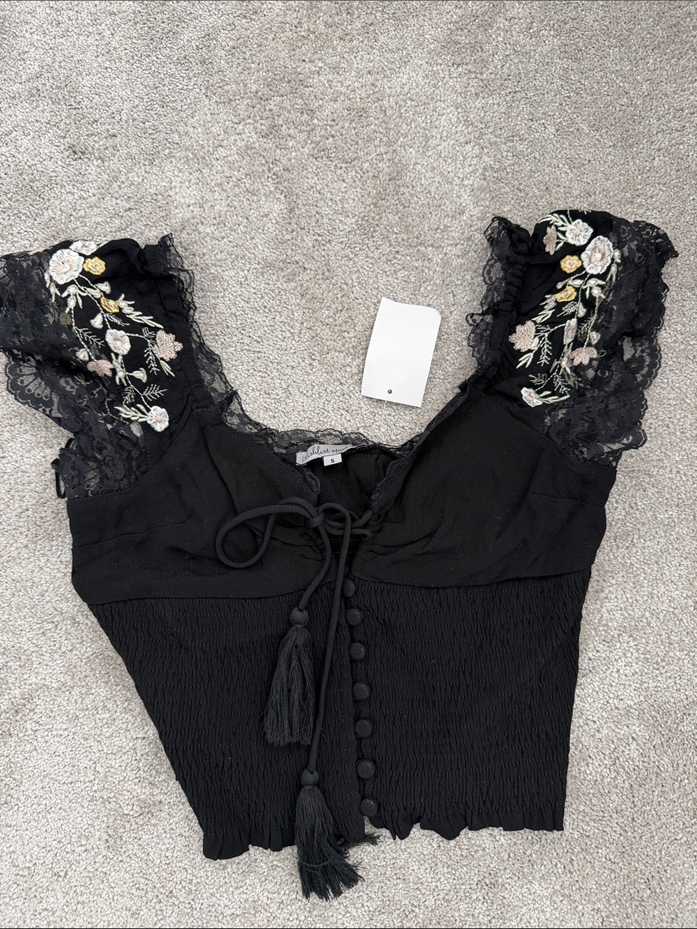 Wishlist Apparel Black Lace-Trim Top